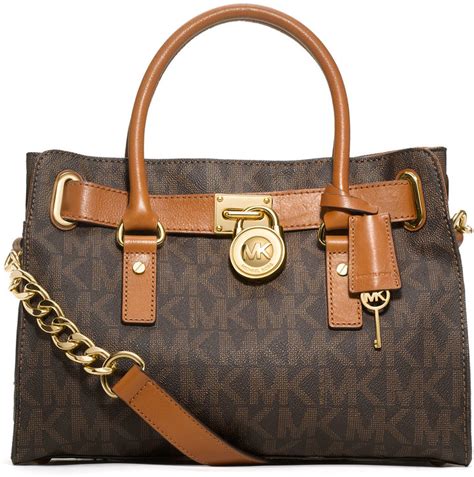 michael kors signature satchel brown|mk brown bag.